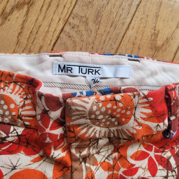 Mr Turk Trousers Bright Multicolor Floral Print Dress Pant Beach Art - Picture 4 of 15